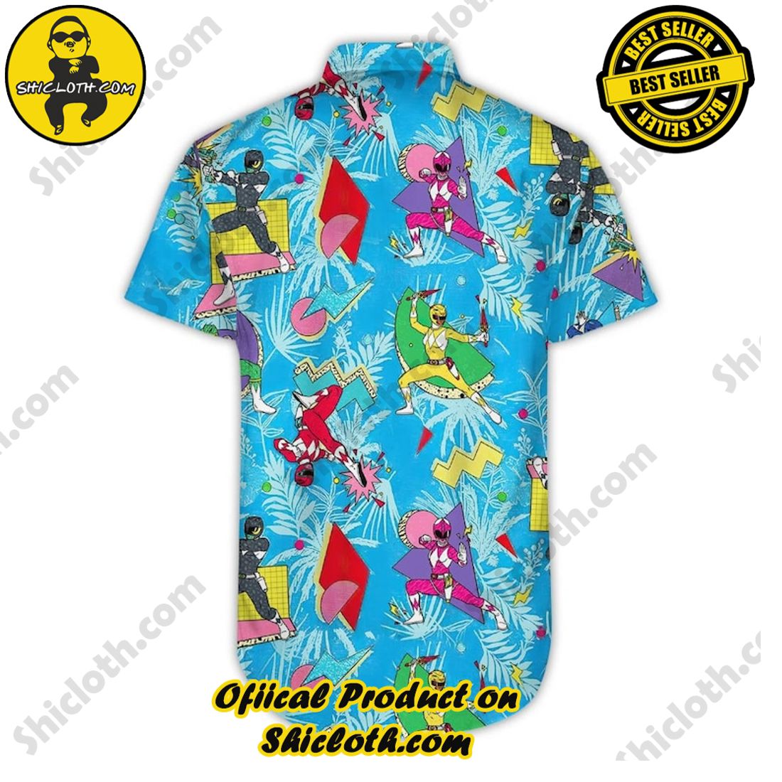 Mighty Morphin Power Ranger Colorful Hawaiian Shirt 6 Mighty Morphin Power Ranger Colorful Hawaiian Shirt - Image 6