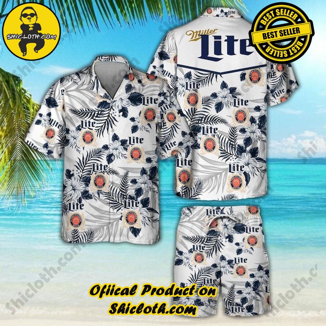Miller Lite Beer Floral Aloha Hawaiian Shirt