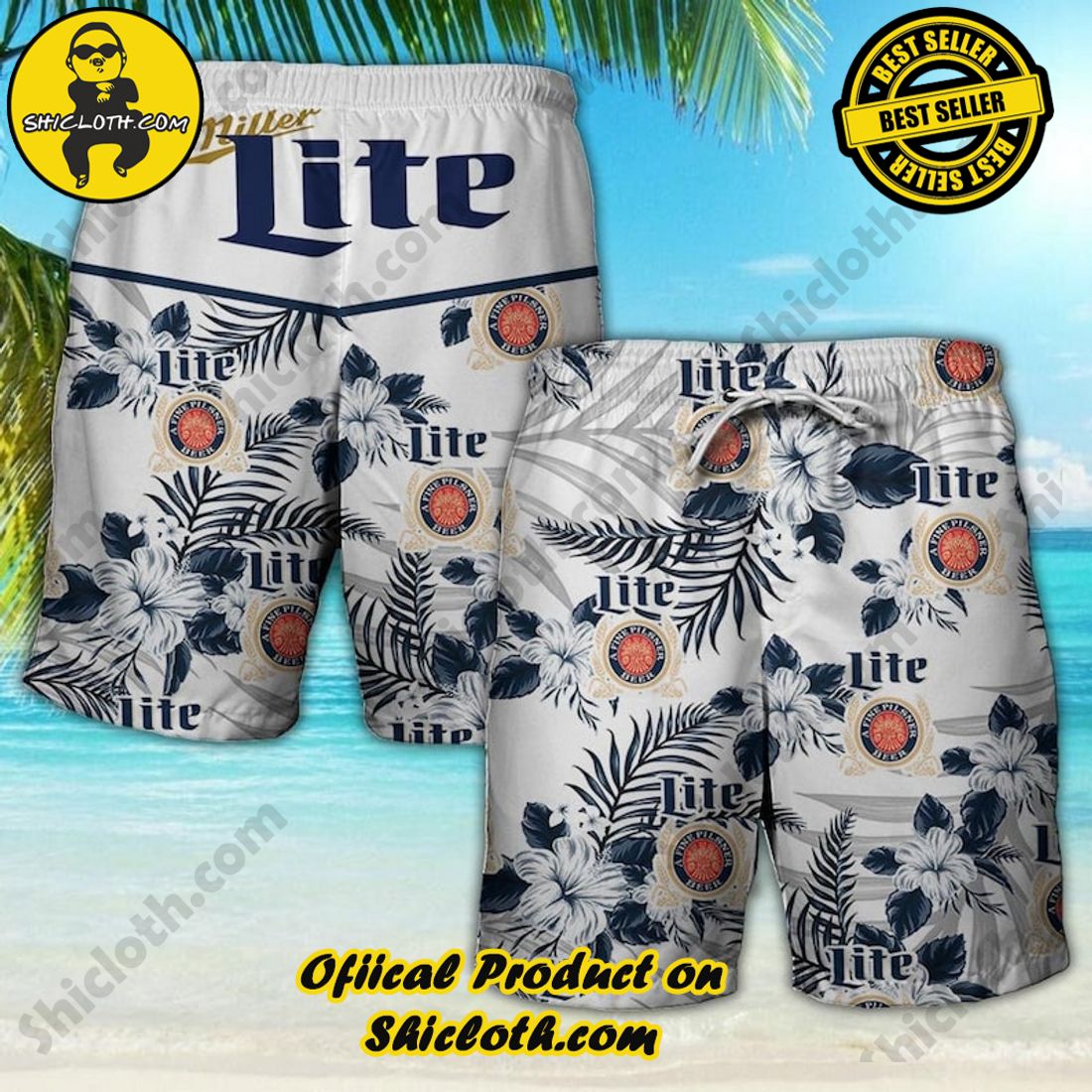 Alternative view of Miller Lite Beer Floral Aloha Hawaiian Shirt