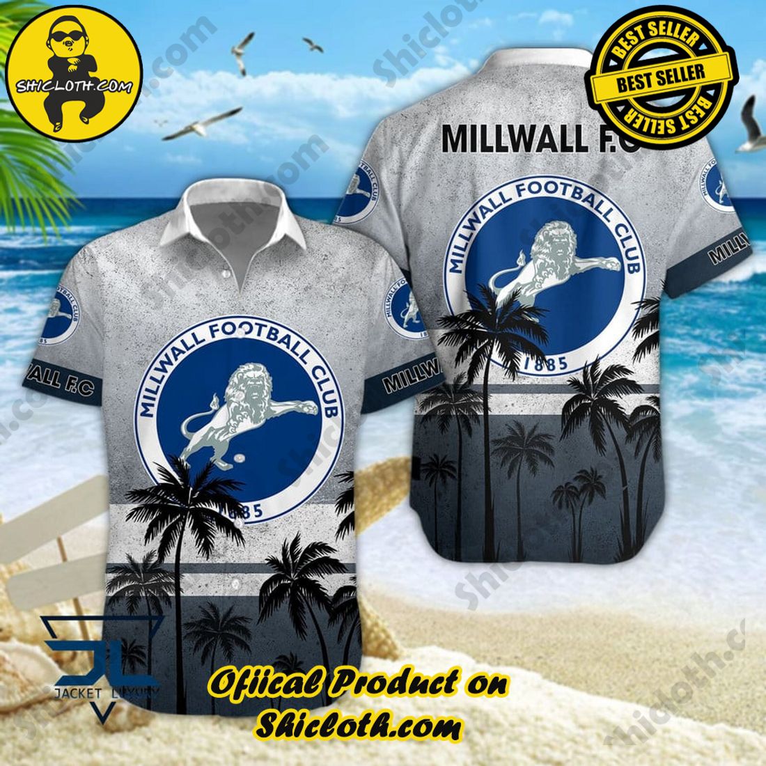 Millwall FC EFL Palm Tree Aloha Hawaiian Shirt