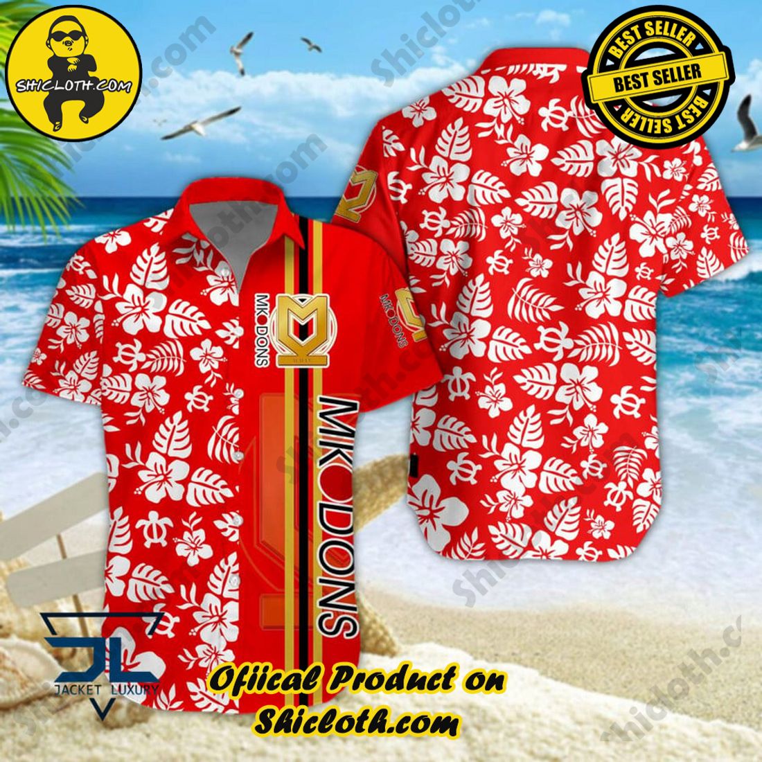 Milton Keynes Dons EFL Floral Aloha Hawaiian Shirt