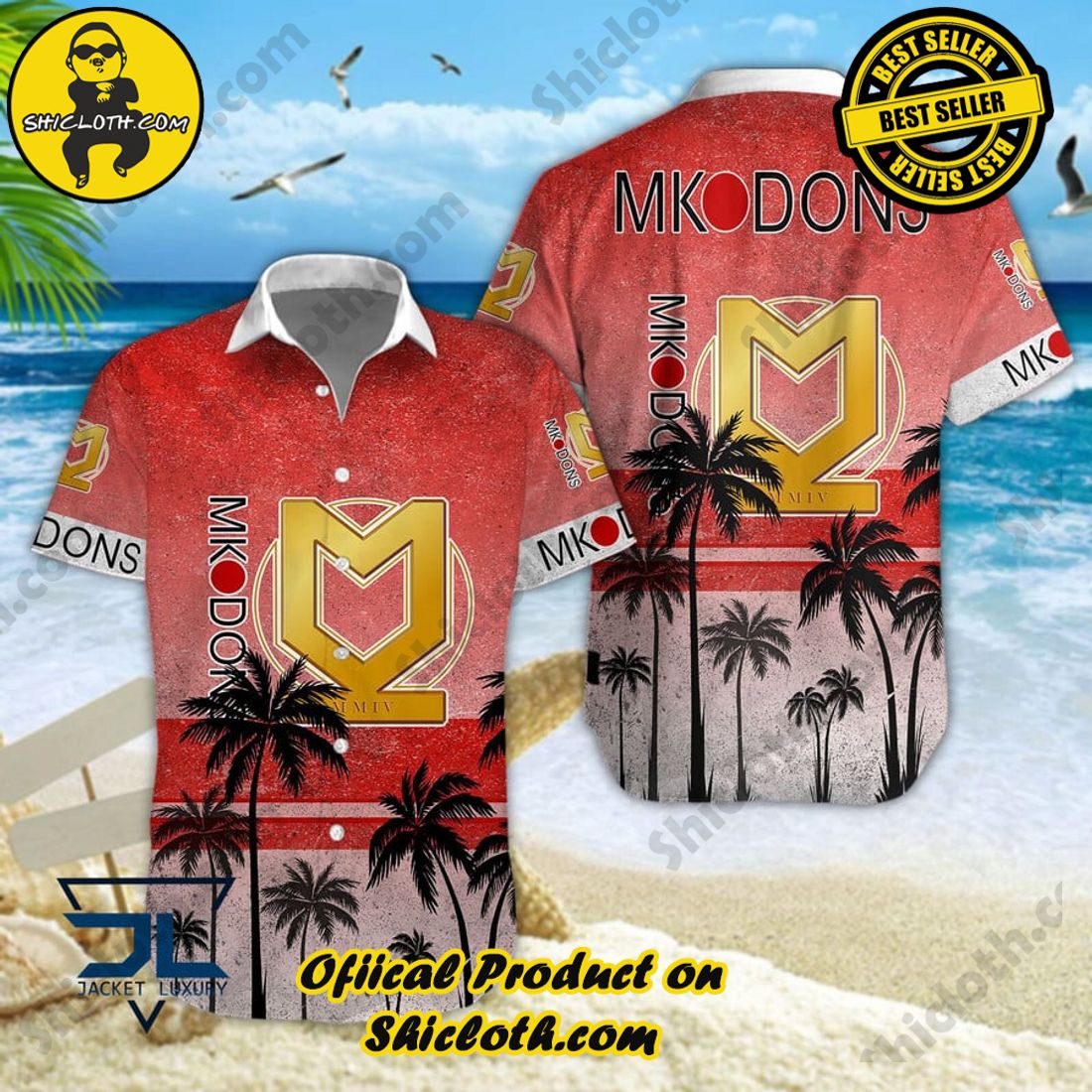 Milton Keynes Dons EFL Palm Tree Aloha Hawaiian Shirt