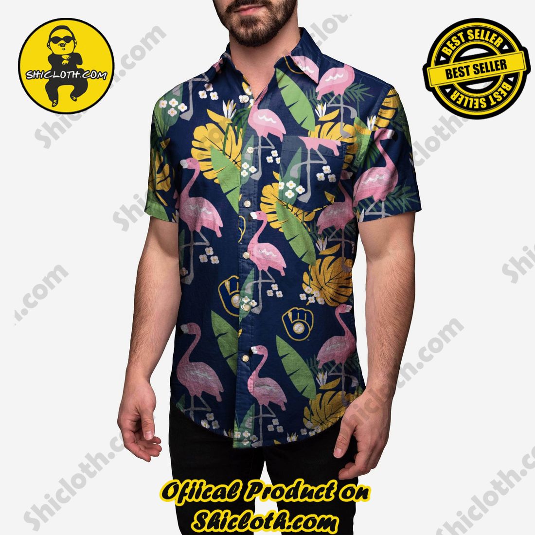 BEST SELLER Hawaiian Shirt And Short in Shicloth !!! Buy it now 7 Milwaukee Brewers Floral Button Up Shirt
