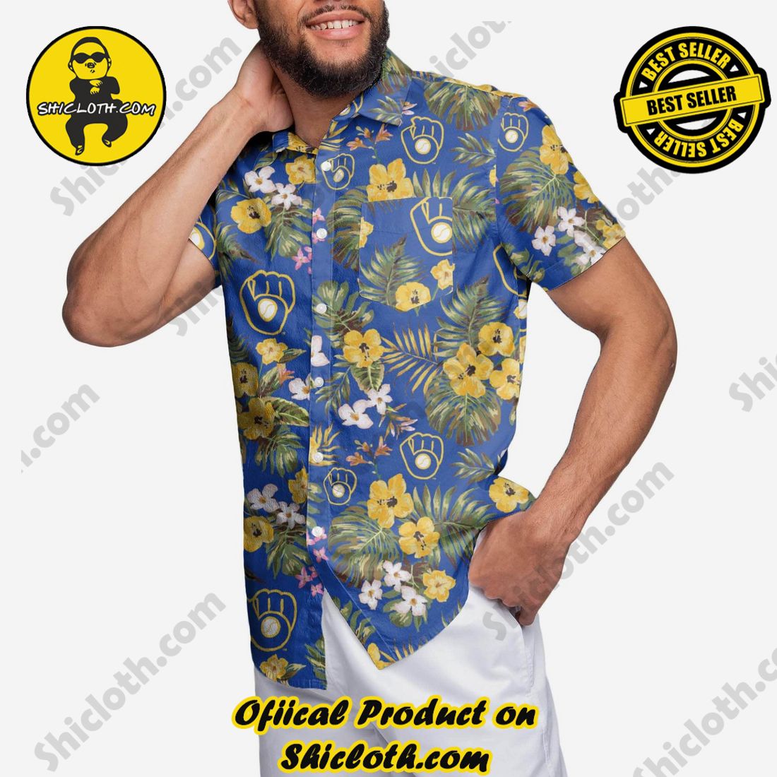 BEST SELLER Hawaiian Shirt And Short in Shicloth !!! Buy it now 9 Milwaukee Brewers Throwback Threads Button Up Shirt