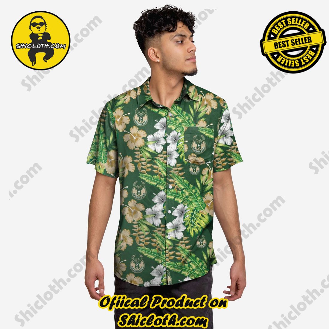 HOT HIT Hawaiian Shirt And Short in Shicloth !!! Own it now 20 Milwaukee Bucks Floral Button Up Shirt