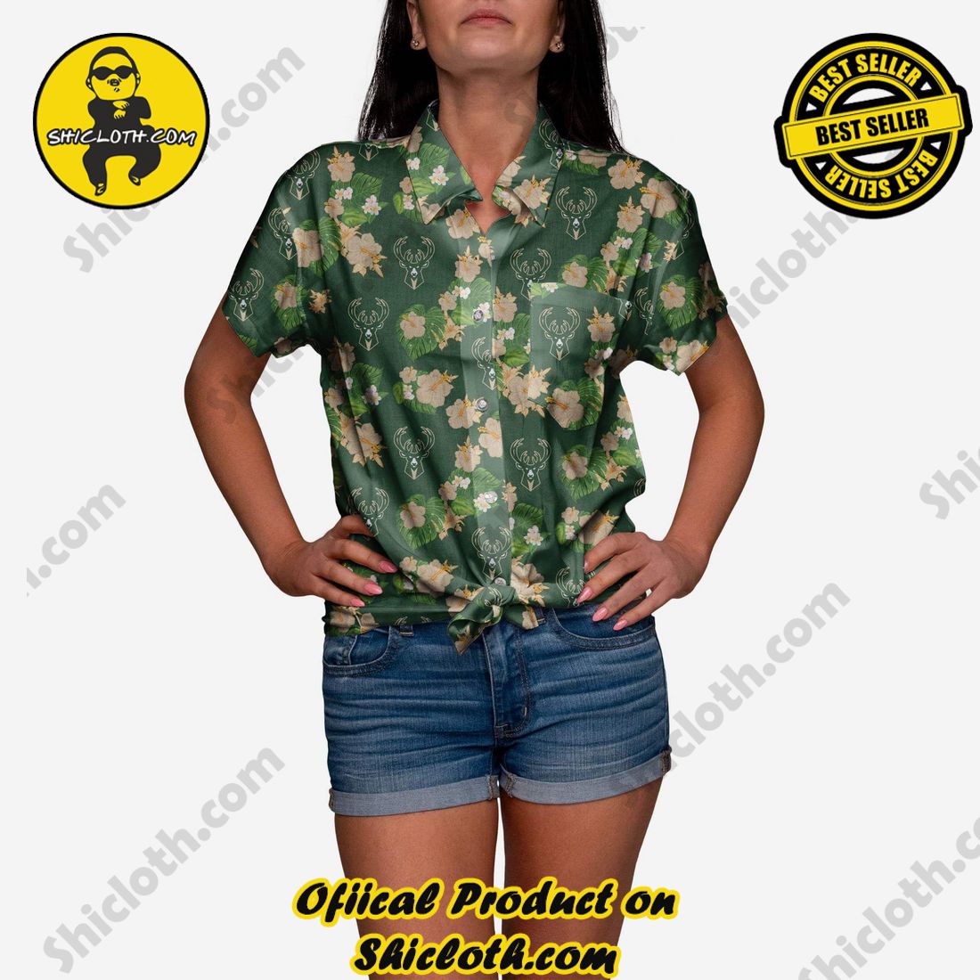 HOT HIT Hawaiian Shirt And Short in Shicloth !!! Own it now 21 Milwaukee Bucks Womens Floral Button Up Shirt