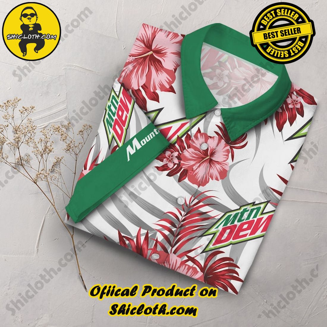 Mountain Dew Hibiscus Aloha Hawaiian Shirt 3 Mountain Dew Hibiscus Aloha Hawaiian Shirt - Image 3