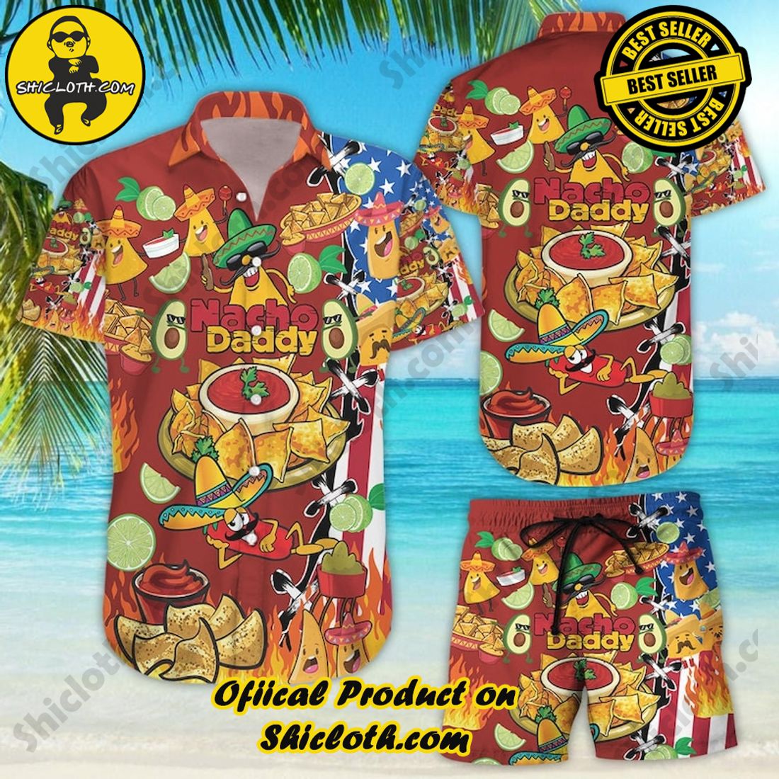 Nachos Daddy Funny Tropical Red Hawaiian Shirt