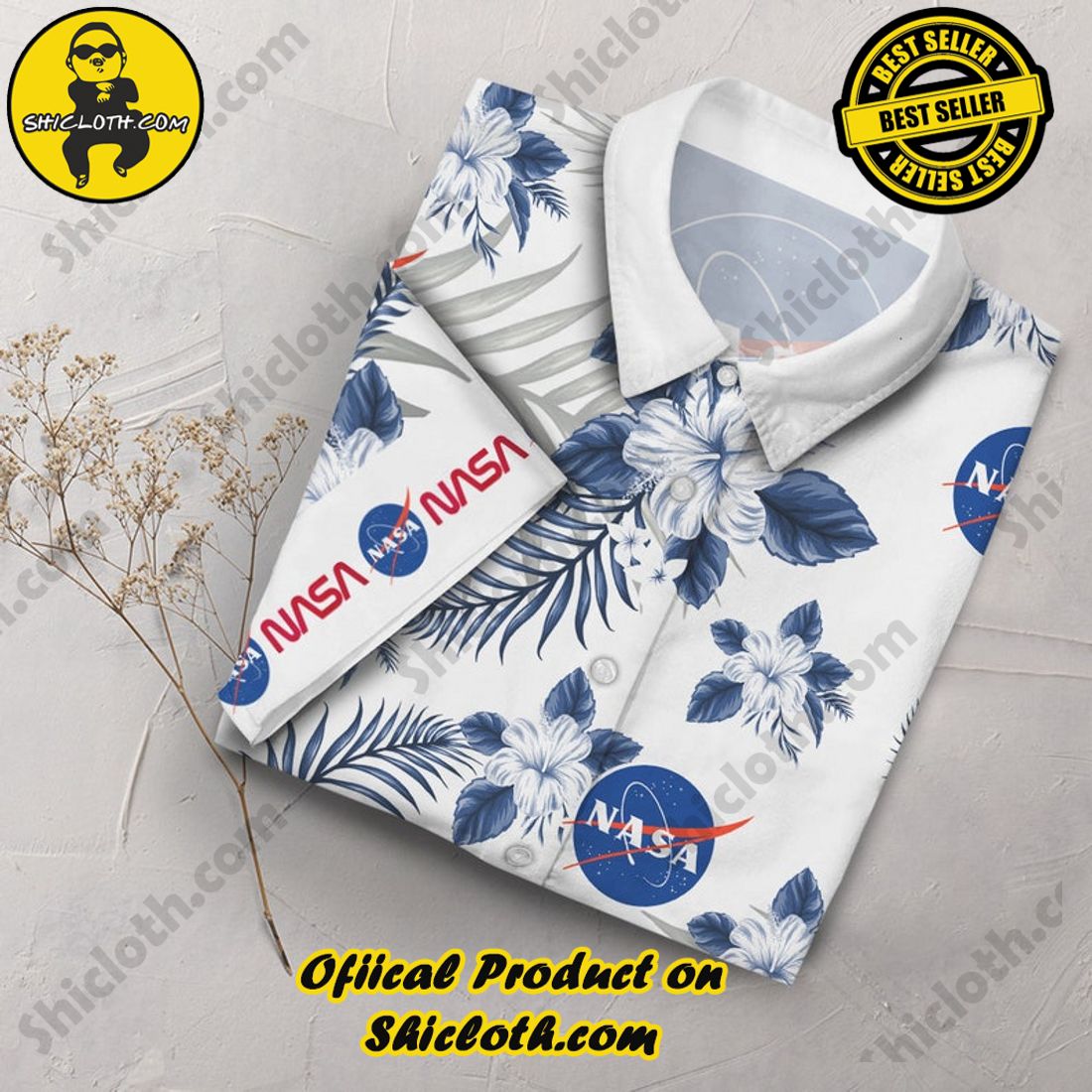Nasa Floral Aloha White Blue Hawaiian Shirt 3 Nasa Floral Aloha White Blue Hawaiian Shirt - Image 3