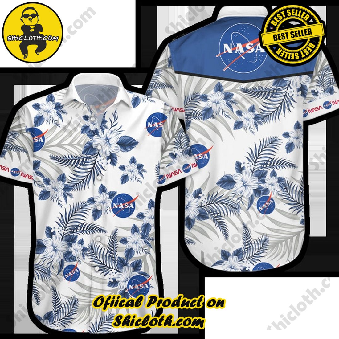 Nasa Floral Aloha White Blue Hawaiian Shirt 5 Nasa Floral Aloha White Blue Hawaiian Shirt - Image 5
