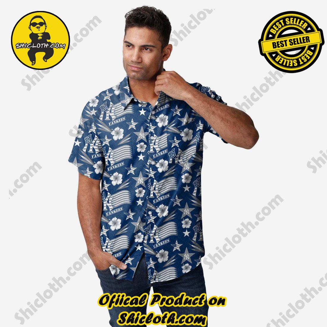BEST SELLER Hawaiian Shirt And Short in Shicloth !!! Buy it now 19 New York Yankees Americana Button Up Shirt