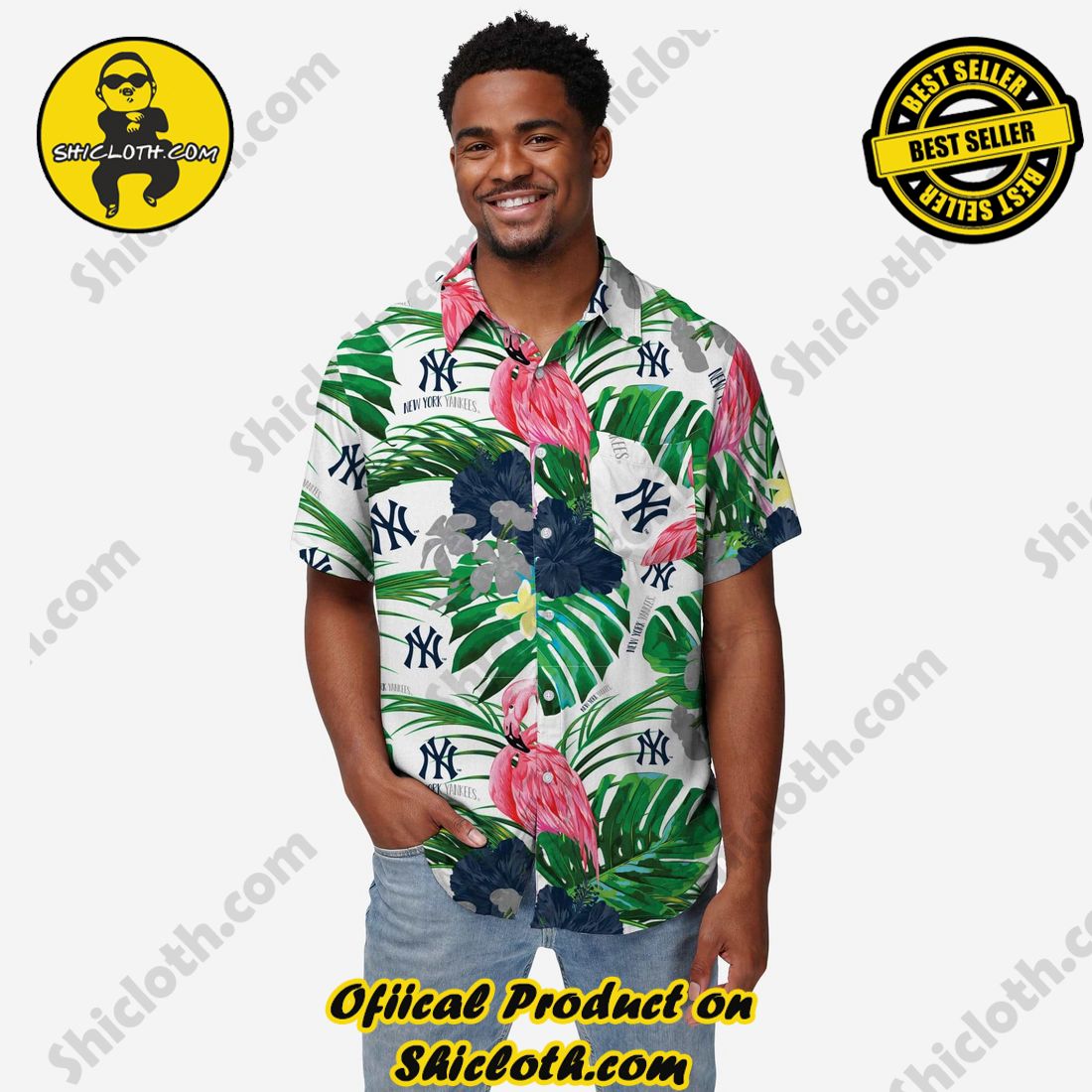 BEST SELLER Hawaiian Shirt And Short in Shicloth !!! Buy it now 20 New York Yankees Flamingo Button Up Shirt