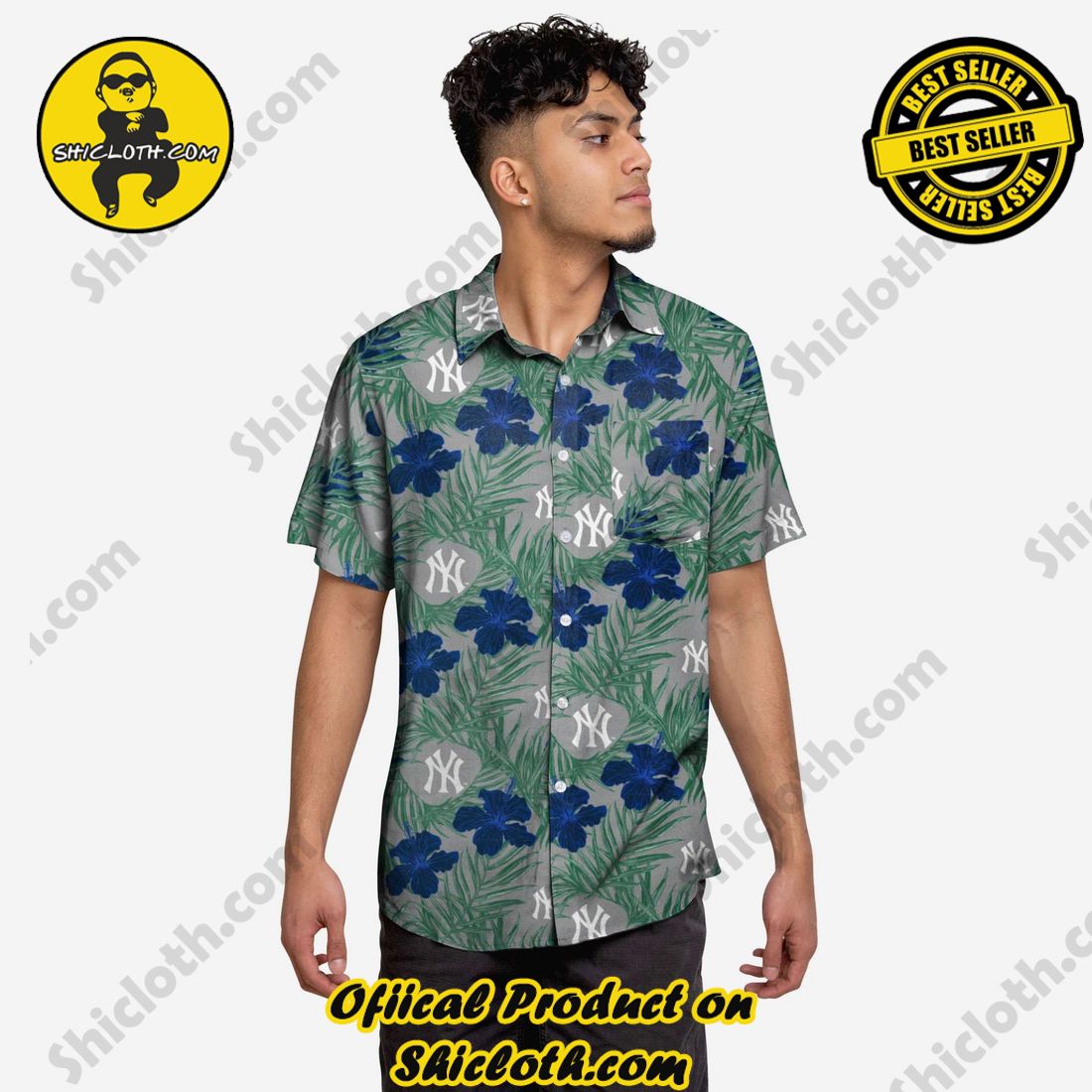 BEST SELLER Hawaiian Shirt And Short in Shicloth !!! Buy it now 23 New York Yankees Hibiscus Button Up Shirt