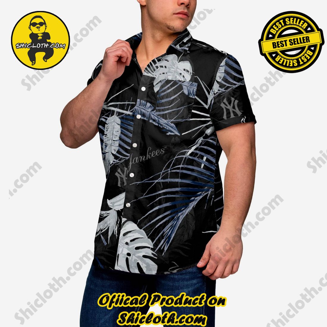 BEST SELLER Hawaiian Shirt And Short in Shicloth !!! Buy it now 26 New York Yankees Neon Palm Button Up Shirt