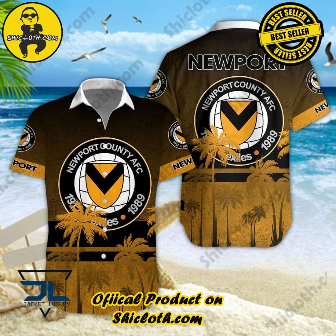 Newport County EFL Palm Tree Aloha Hawaiian Shirt