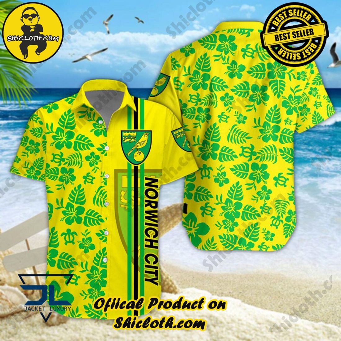 Norwich City EFL Floral Aloha Hawaiian Shirt