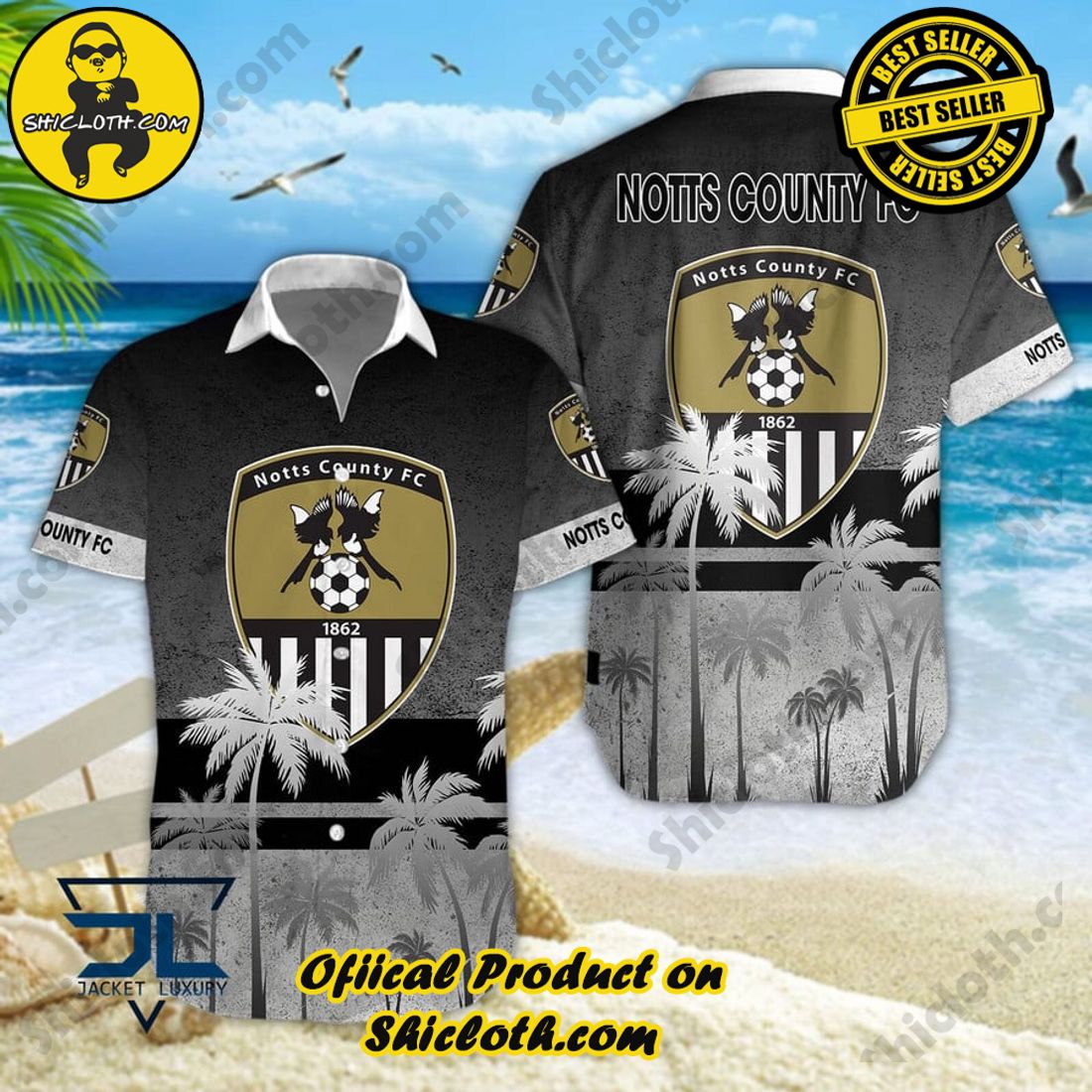 Notts County EFL Palm Tree Aloha Hawaiian Shirt