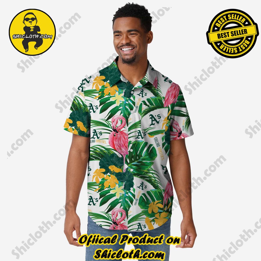 BEST SELLER Hawaiian Shirt And Short in Shicloth !!! Buy it now 30 Oakland Athletics Flamingo Button Up Shirt