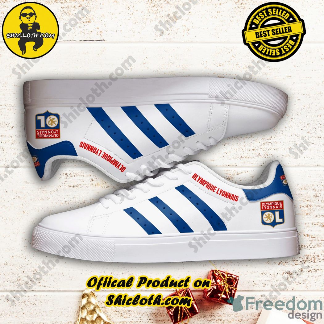 Hot hot hot new trend Stan Smith Shoes in Shicloth Store. Click here to buy !! 18 Olympique Lyonnais Blue Striped Stan Smith Low Top Shoes