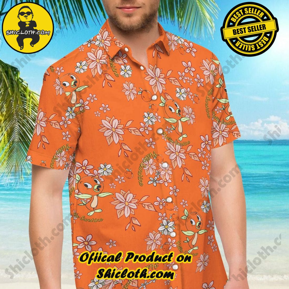 Alternative view of Orange Bird Disney Aloha Hawaiian Shirt