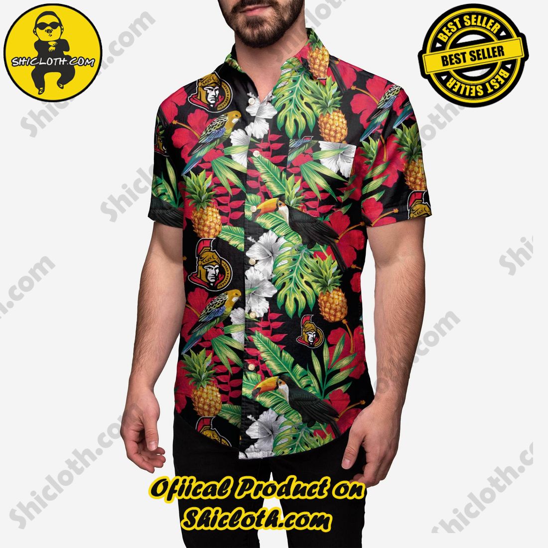 Best Seller Hawaiian Shirt And Short in Shicloth !!! Buy it now 13 Ottawa Senators Floral Button Up Shirt