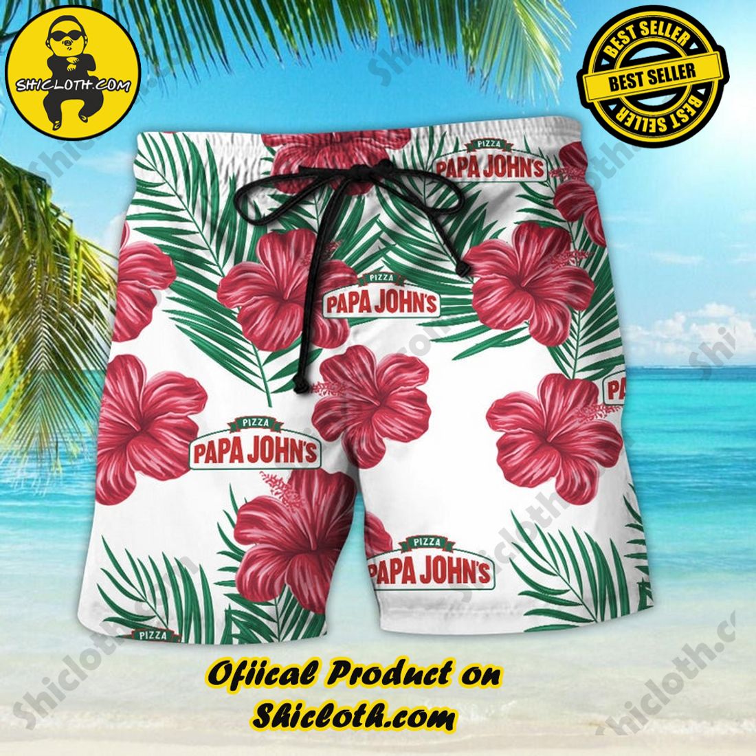 Papa Johns Pizza Hibiscus Aloha Hawaiian Shirt 4 Papa Johns Pizza Hibiscus Aloha Hawaiian Shirt - Image 4