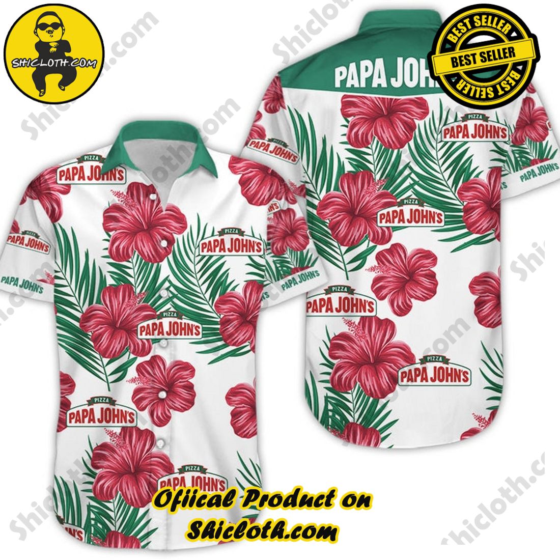 Papa Johns Pizza Hibiscus Aloha Hawaiian Shirt 5 Papa Johns Pizza Hibiscus Aloha Hawaiian Shirt - Image 5