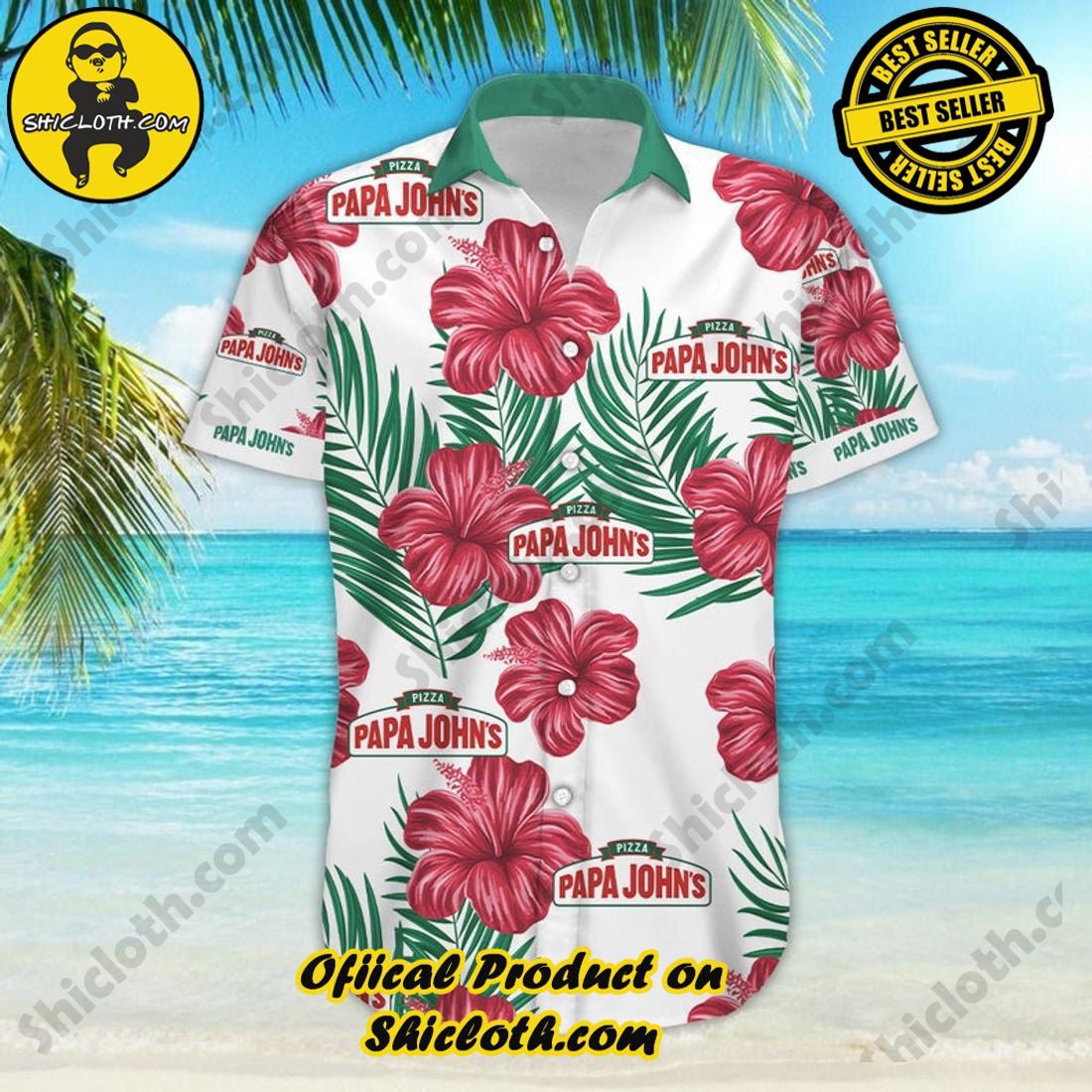 Papa Johns Pizza Hibiscus Aloha Hawaiian Shirt 6 Papa Johns Pizza Hibiscus Aloha Hawaiian Shirt - Image 6