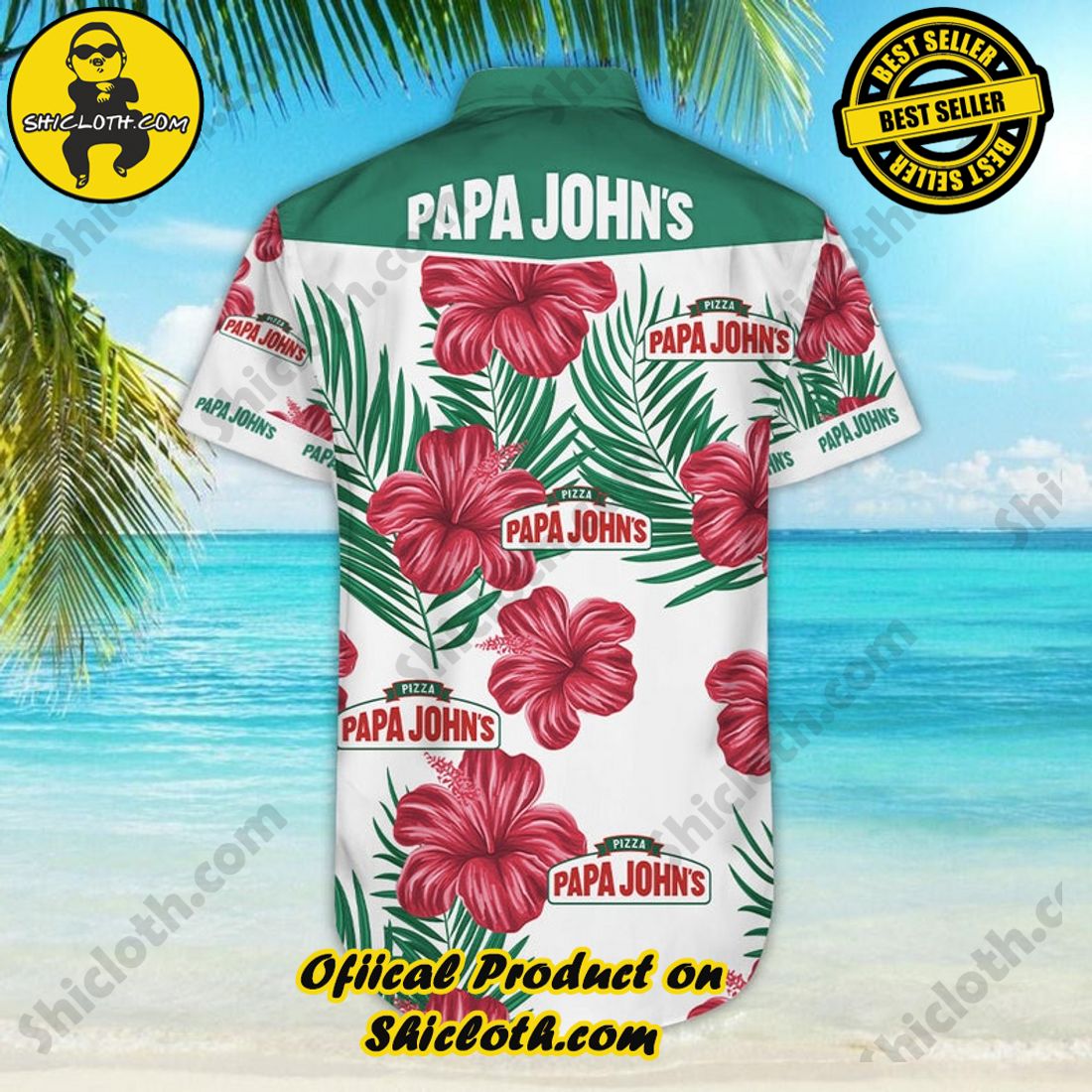 Papa Johns Pizza Hibiscus Aloha Hawaiian Shirt 7 Papa Johns Pizza Hibiscus Aloha Hawaiian Shirt - Image 7