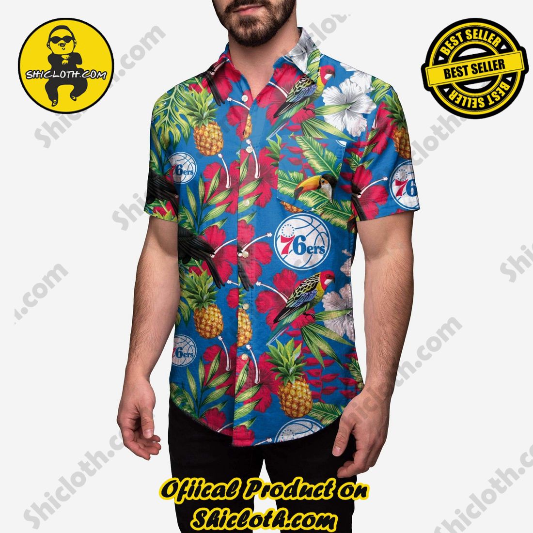 HOT HIT Hawaiian Shirt And Short in Shicloth !!! Own it now 22 Philadelphia 76ers Floral Button Up Shirt