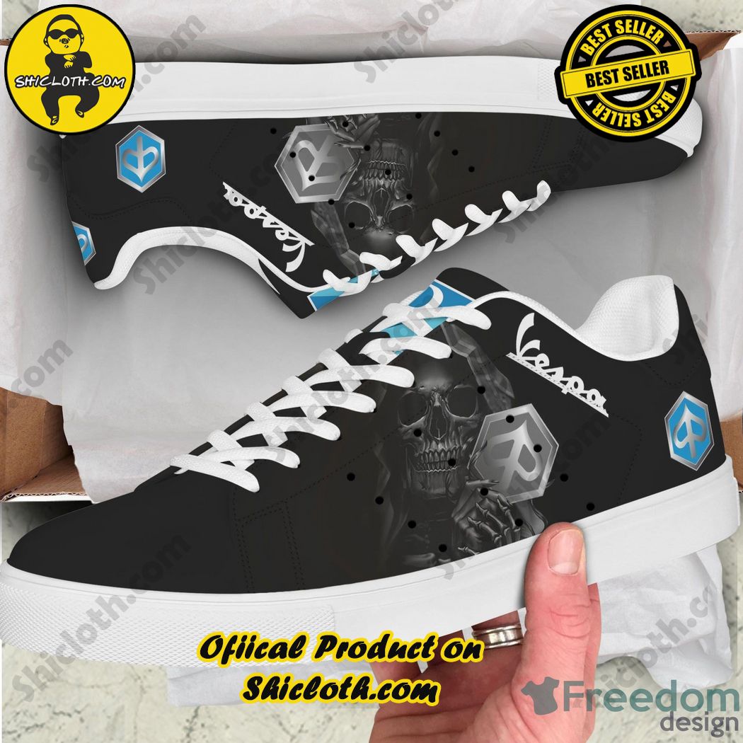 Hot hot hot new trend Stan Smith Shoes in Shicloth Store. Click here to buy !! 20 Piaggio Vespa Cool Black Stan Smith Low Top Shoes