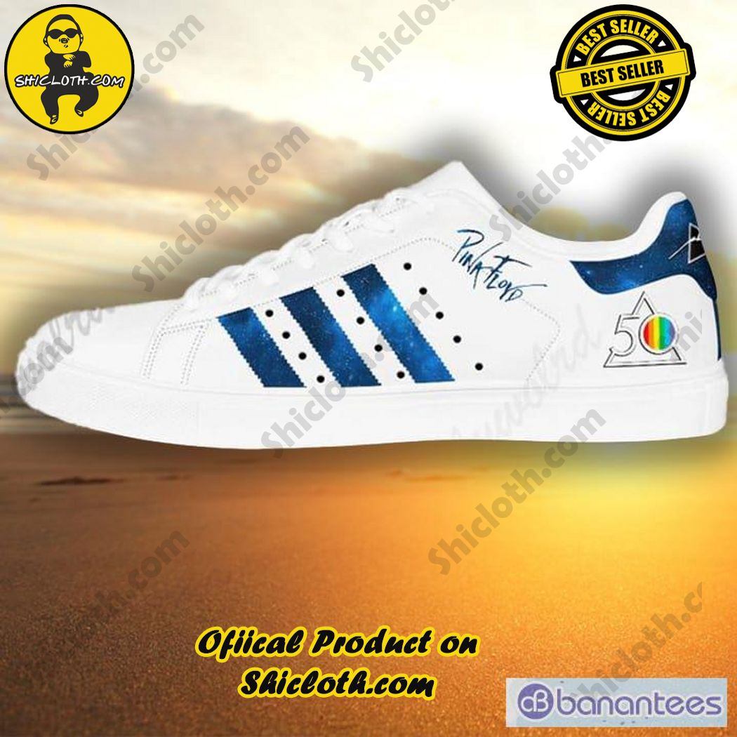 Only 60$. Best seller Stan Smith Shoes in Shicloth Store.Click here to buy !! 12 Pink Floyd 50th Anniversary White Adidas Stan Smith Low Top Shoes