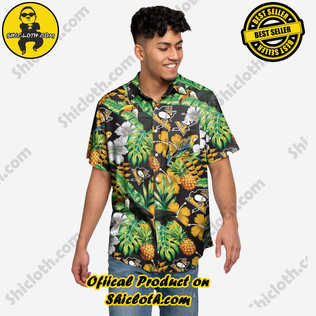 Best Seller Hawaiian Shirt And Short in Shicloth !!! Buy it now 15 Pittsburgh Penguins Floral Button Up Shirt