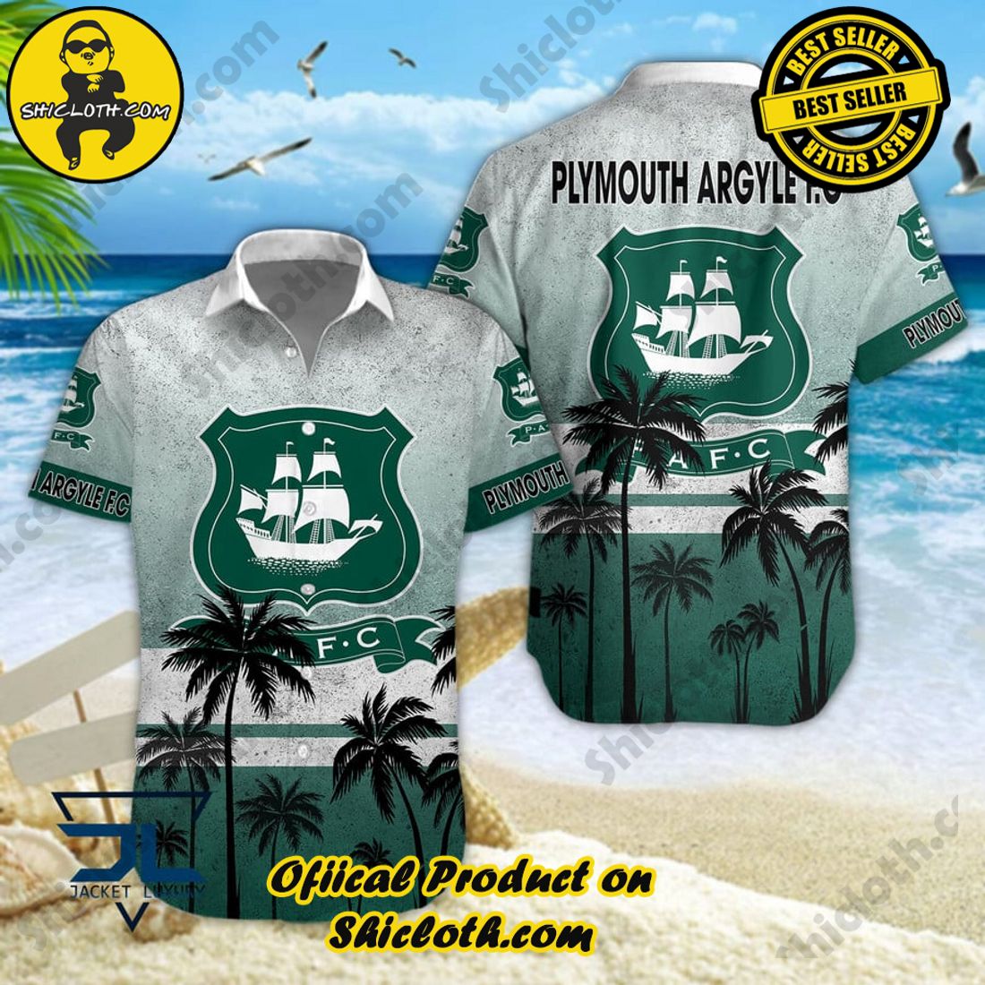 Plymouth Argyle FC EFL Palm Tree Aloha Hawaiian Shirt