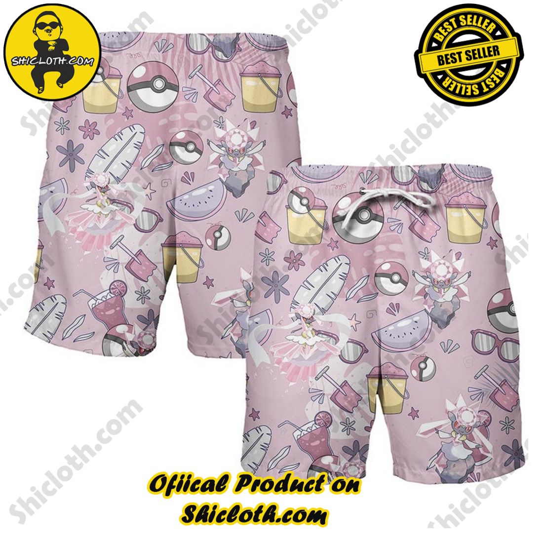 Alternative view of Pokemon Diancie Anime Pink Hawaiian Shirt