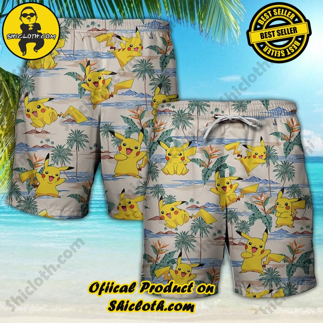 Alternative view of Pokemon Pikachu Anime Vintage Hawaiian Shirt