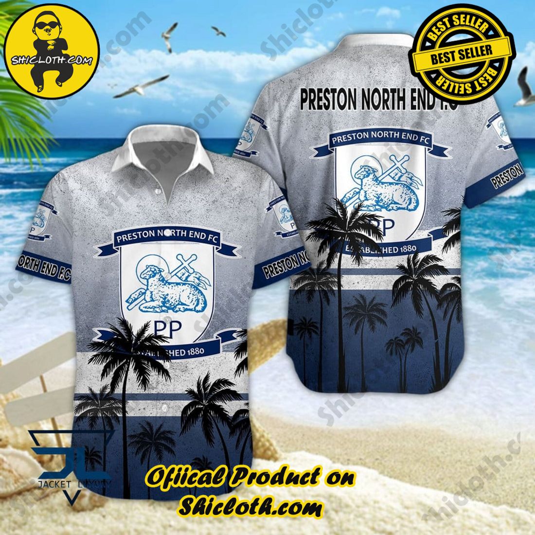 Preston North End FC EFL Palm Tree Aloha Hawaiian Shirt