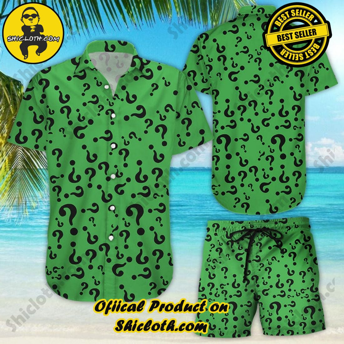 Riddler Supervillain Green Hawaiian Shirt