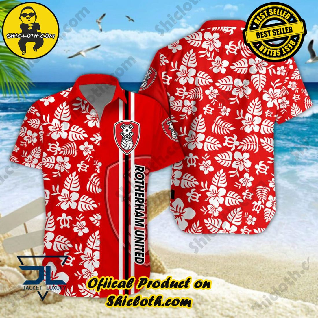 Rotherham United EFL Floral Aloha Hawaiian Shirt