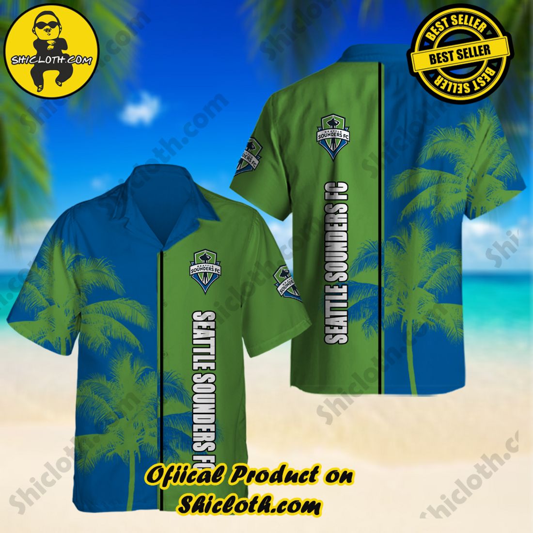 Seattle Sounders FC MLS Palm Tree Hawaiian Shirt