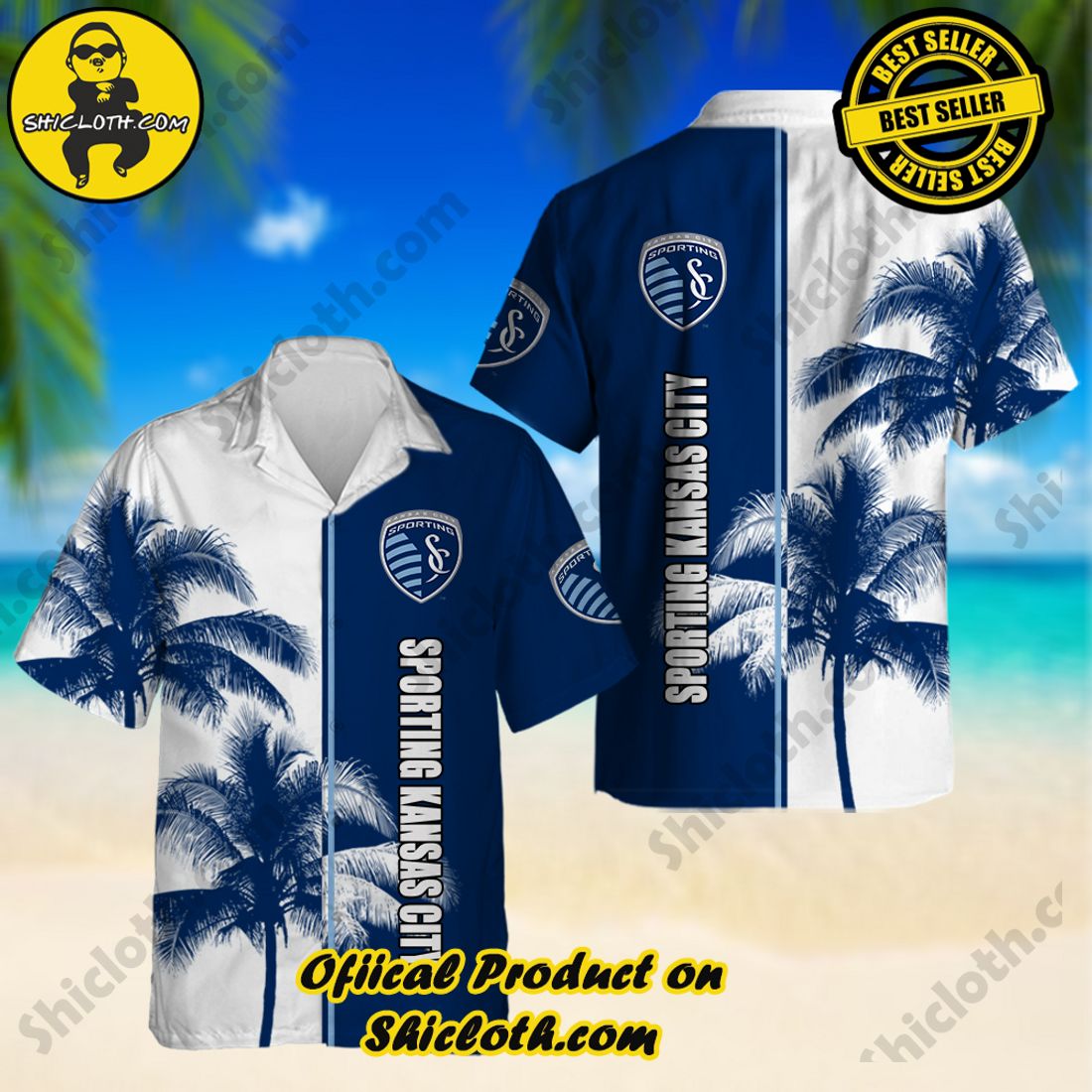 Sporting Kansas City MLS Palm Tree Hawaiian Shirt