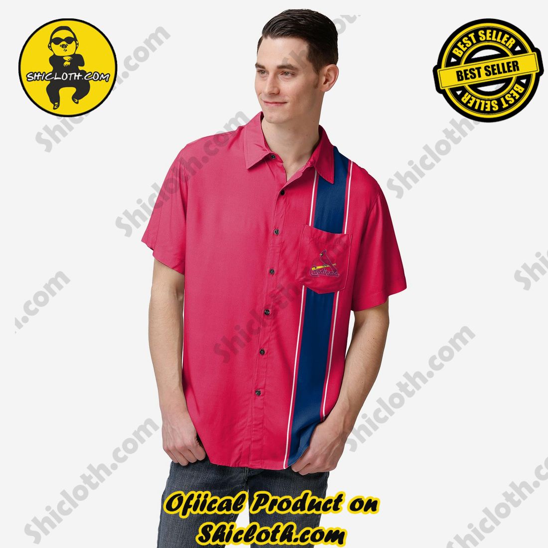 NEW COLLECTION Hawaiian Shirt And Short in Shicloth !!! Own it now 16 St Louis Cardinals Bowling Stripe Button Up Shirt