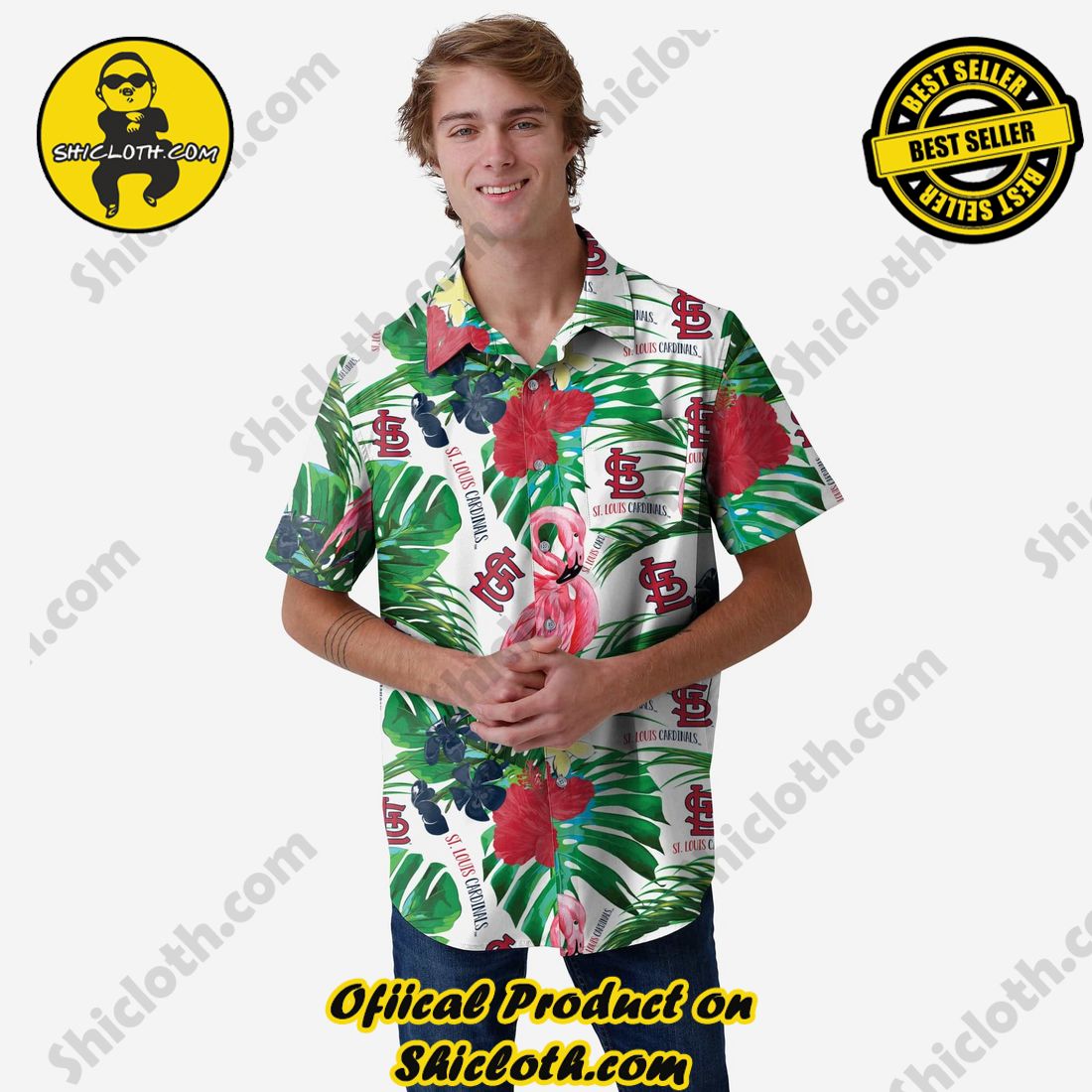 NEW COLLECTION Hawaiian Shirt And Short in Shicloth !!! Own it now 18 St Louis Cardinals Flamingo Button Up Shirt