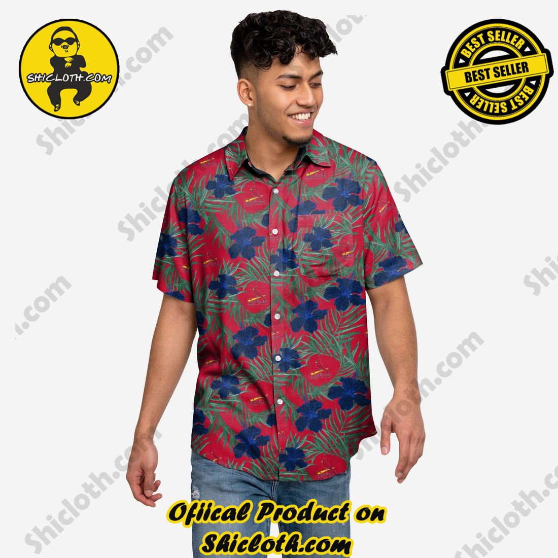 NEW COLLECTION Hawaiian Shirt And Short in Shicloth !!! Own it now 20 St Louis Cardinals Hibiscus Button Up Shirt