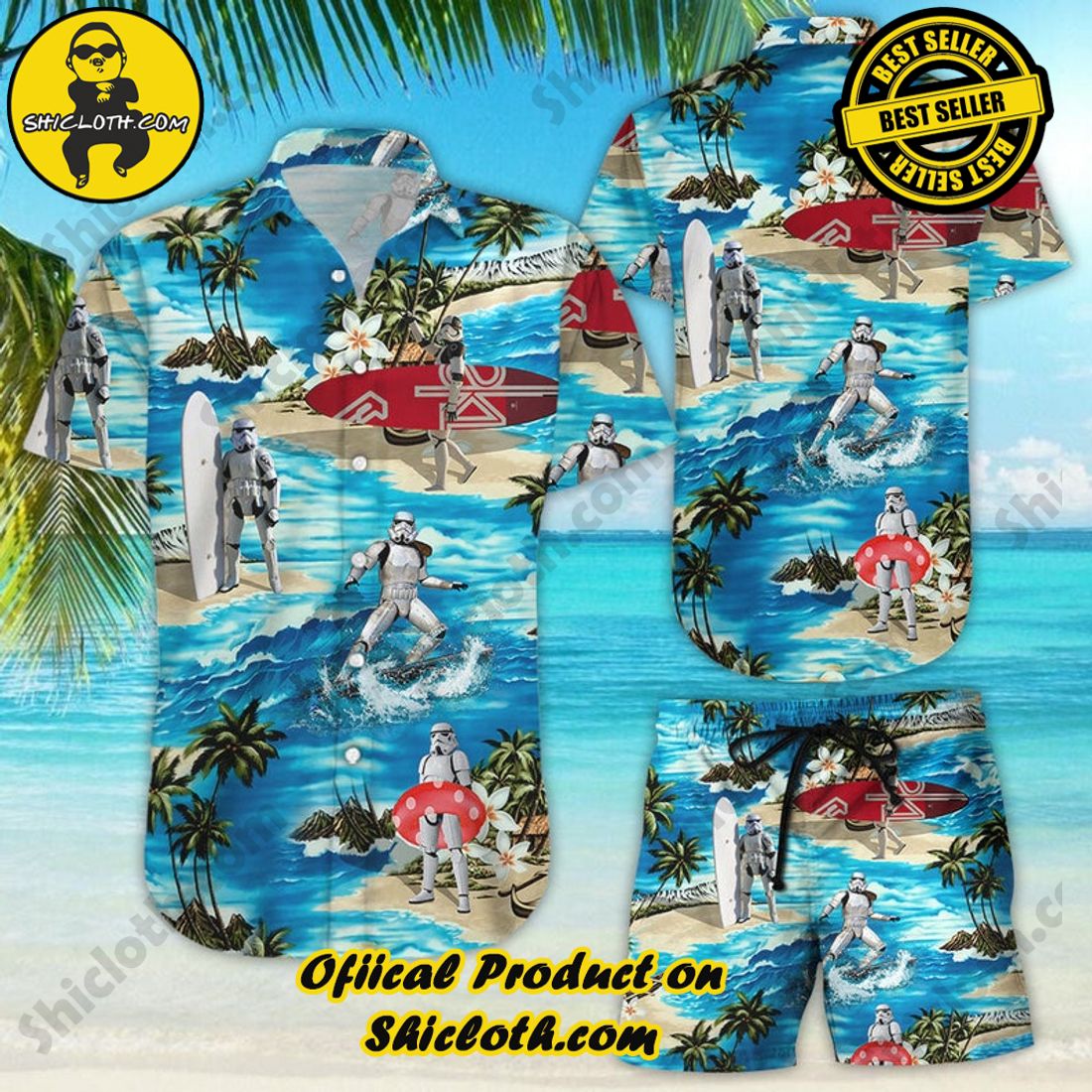 Star Wars Stormtrooper Surfing Blue Hawaiian Shirt