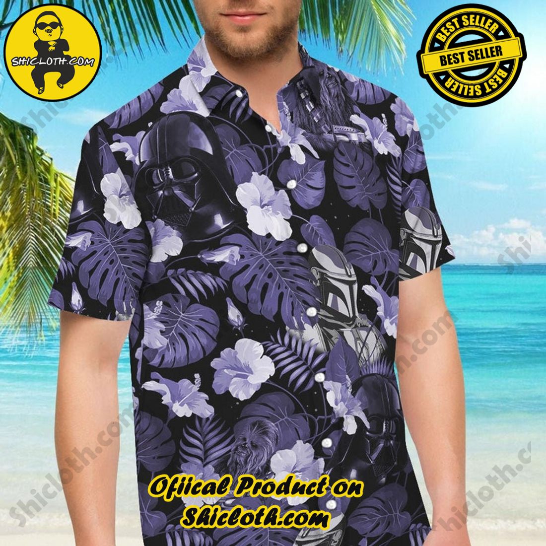 Alternative view of Star Wars Vader Floral Purple Hawaiian Shirt