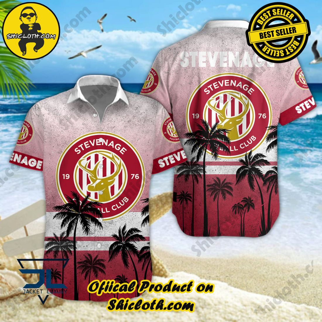 Stevenage Football Club EFL Palm Tree Aloha Hawaiian Shirt