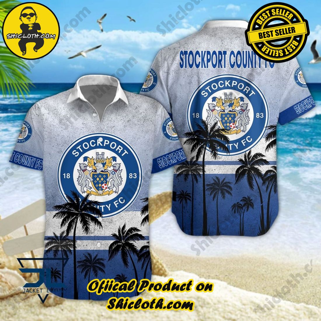 Stockport County FC EFL Palm Tree Aloha Hawaiian Shirt