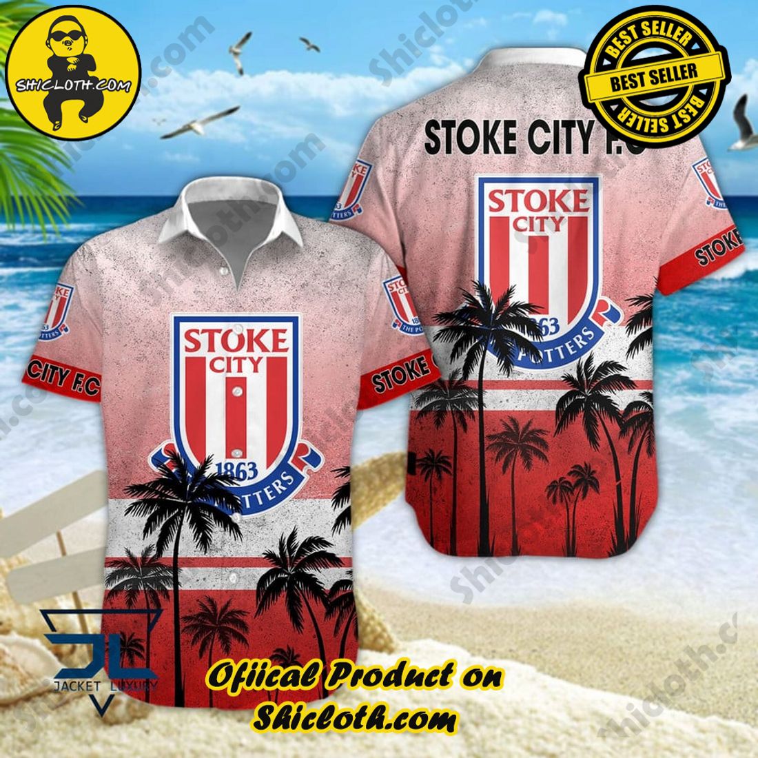 Stoke City FC EFL Palm Tree Aloha Hawaiian Shirt
