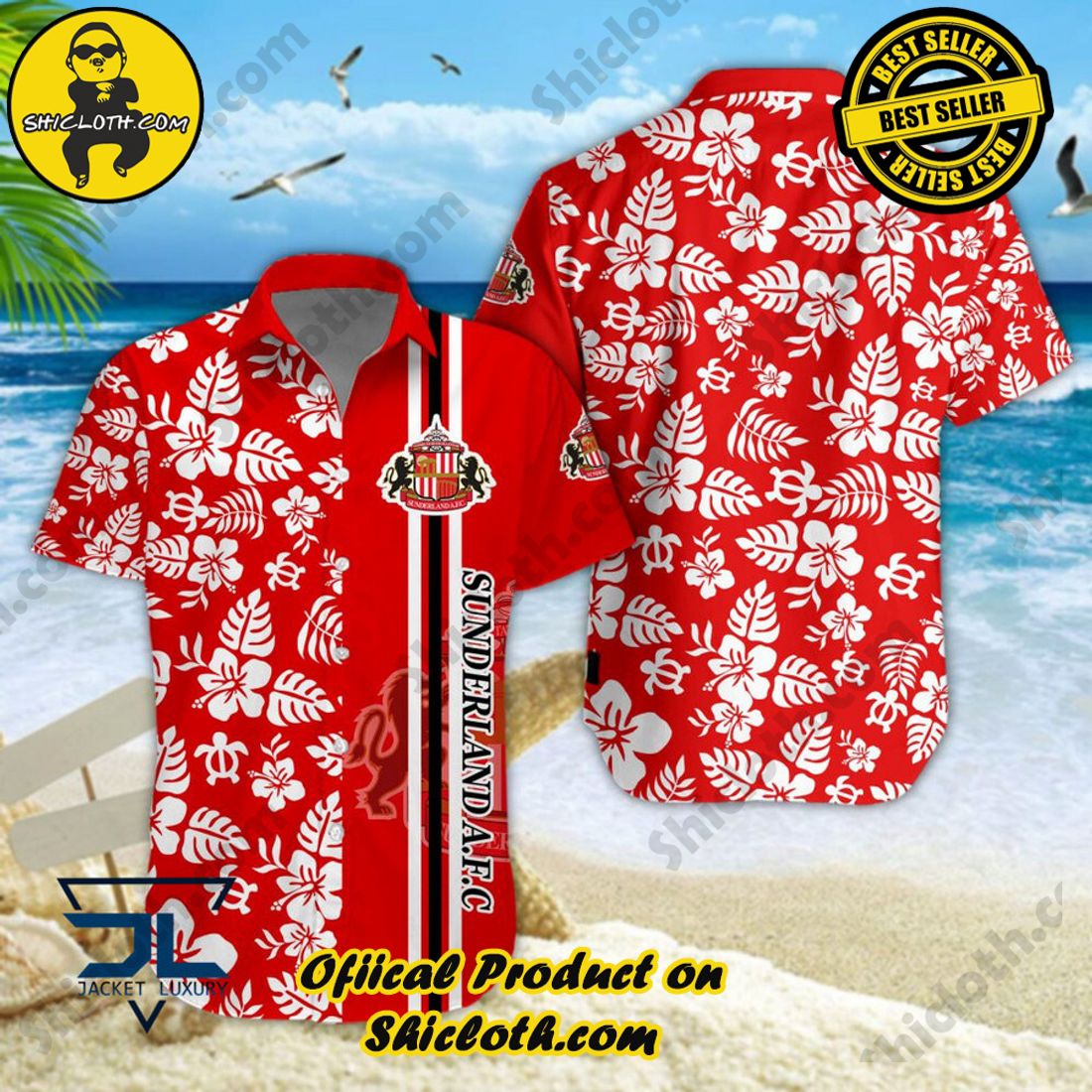 Sunderland AFC EFL Floral Aloha Hawaiian Shirt
